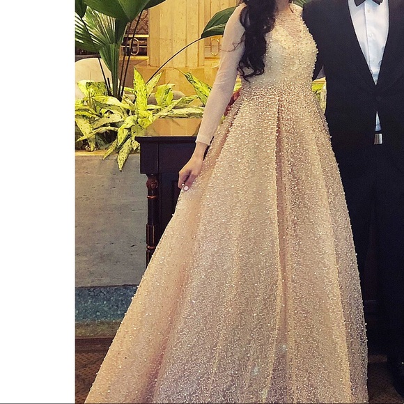 Champagne pearl dress prom dress - Picture 3 of 3